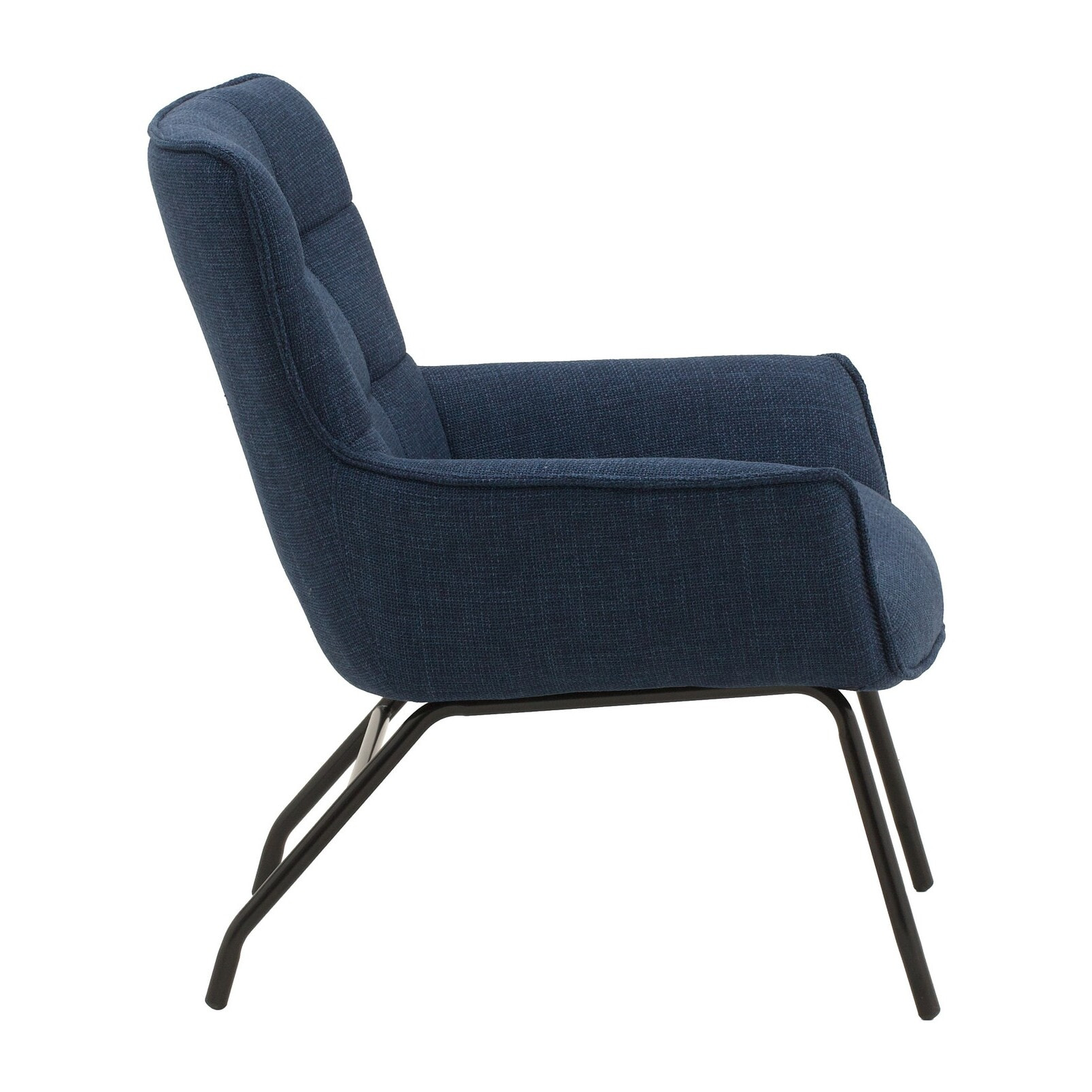 Poltrona WOOLWICH in tessuto blu e gambe in metallo nero