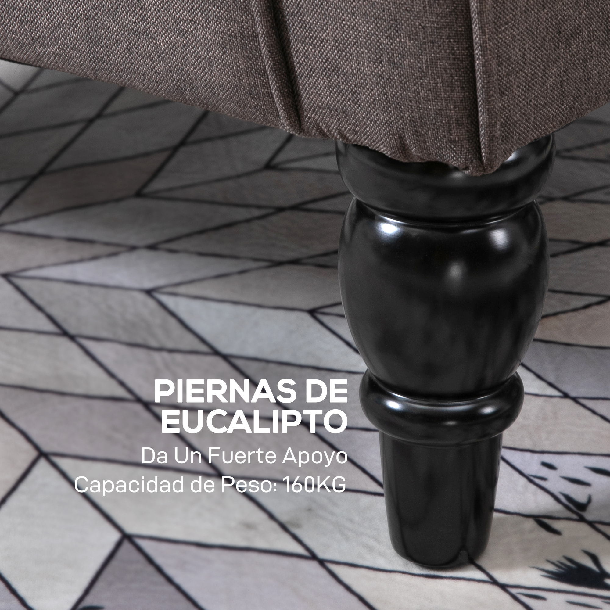 Sillón Orejero Moderno, Butaca de Salón con Reposabrazos y Patas de Madera, Sofá Individual Carga 160 kg para Oficina, Sala de Estar y Dormitorio, Marrón