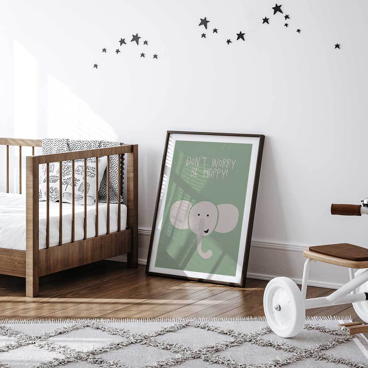 Affiche enfant elephant Affiche sous cadre noir