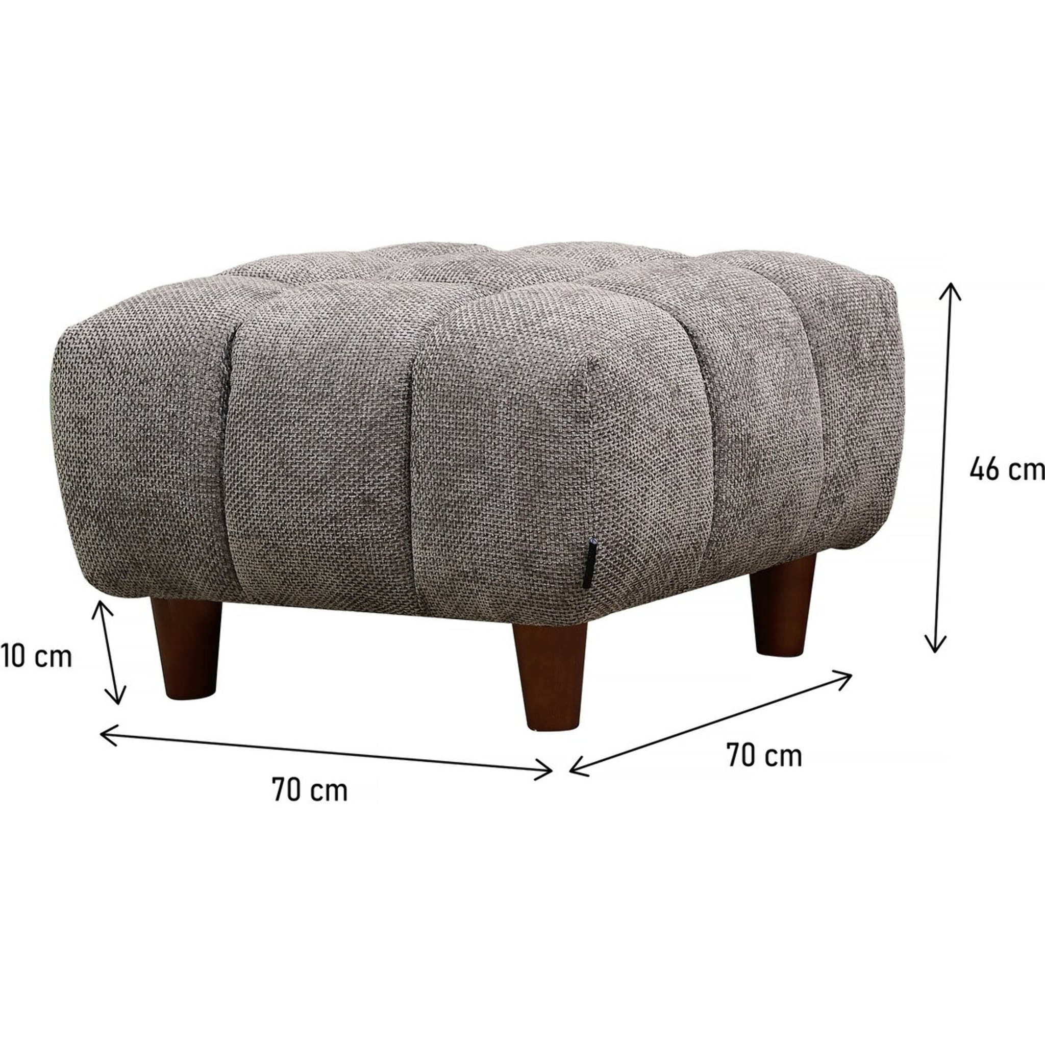 Ottoman pour canapé droit "Matignon" - 70 x 70 x 46 cm - Gris