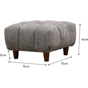 Ottoman pour canapé droit "Matignon" - 70 x 70 x 46 cm - Gris