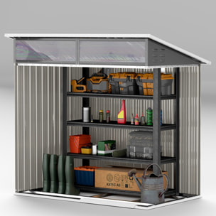 Caseta de Jardín Exterior 1,9m² 195x122x182 cm Cobertizo de Jardín Exterior con Base Refuerzo (Suelo NO Incluido) Puerta Corredera Ventanas Cobertizo para Terraza Patio Gris Oscuro