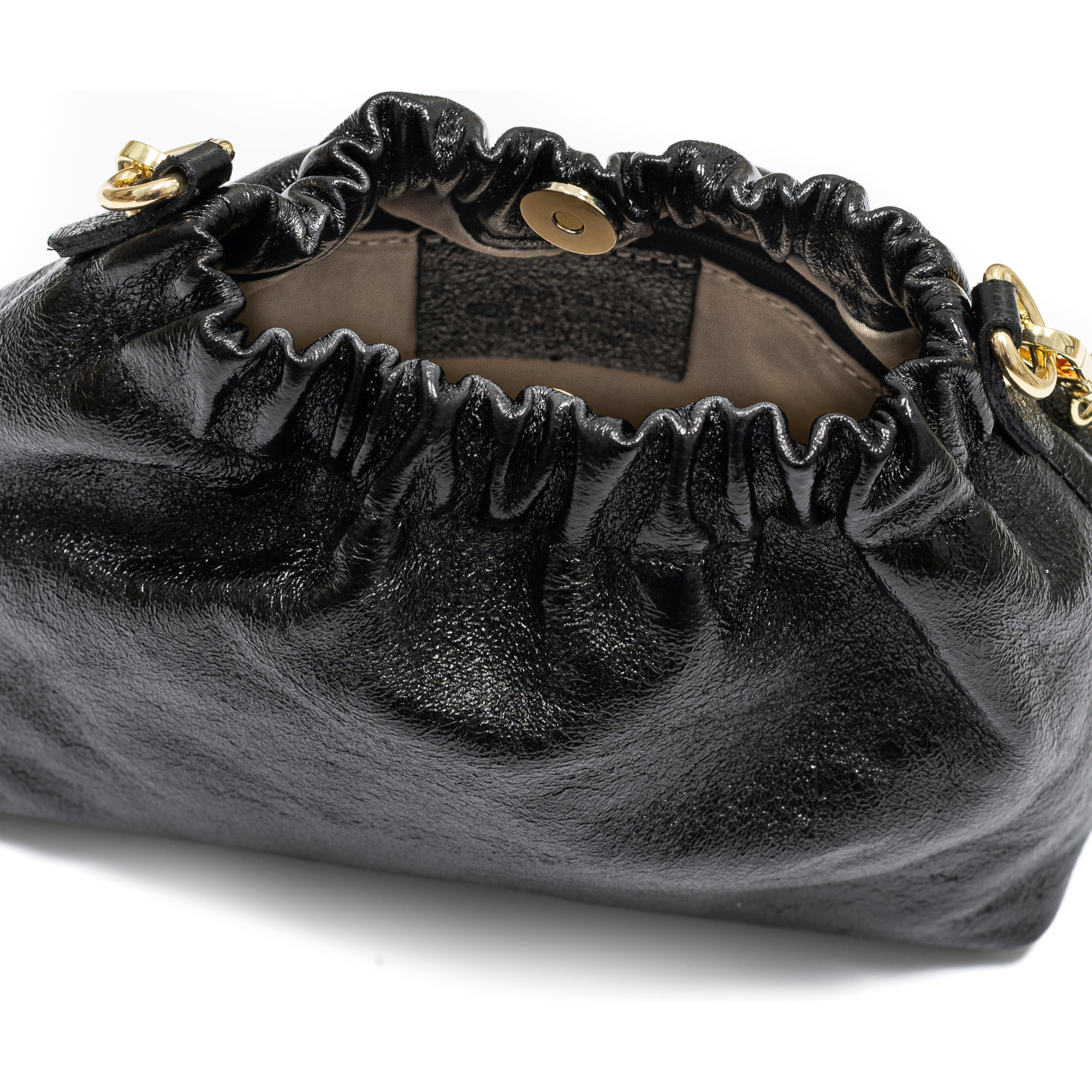 Ascea bolso bandolera piel auténtica laminado con correa metal