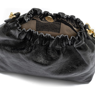 Ascea bolso bandolera piel auténtica laminado con correa metal