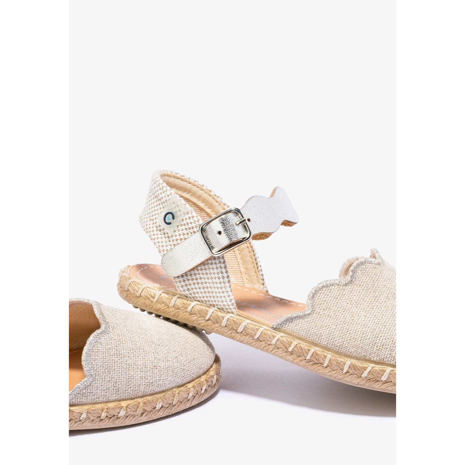 Espadrillas da bambina con onde color argento metallizzato