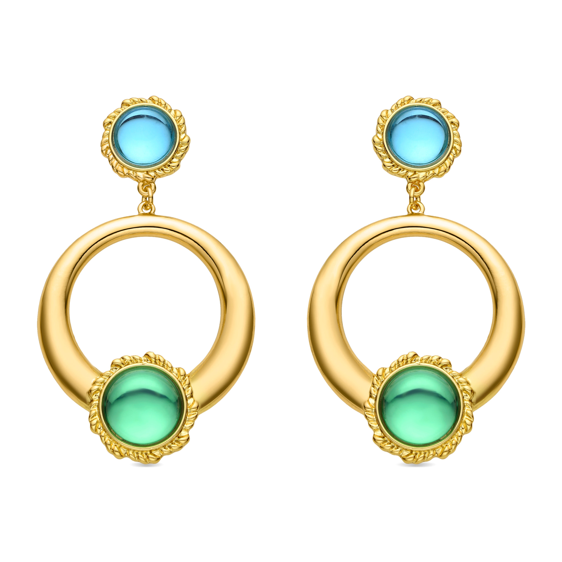 Pendientes de Cristal Multicolor acabados en oro amarillo de 18k