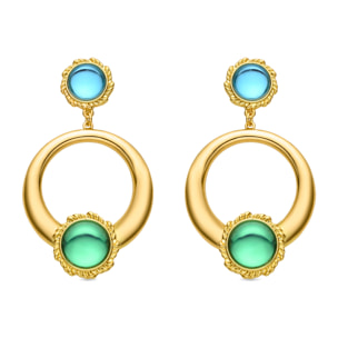 Pendientes de Cristal Multicolor acabados en oro amarillo de 18k