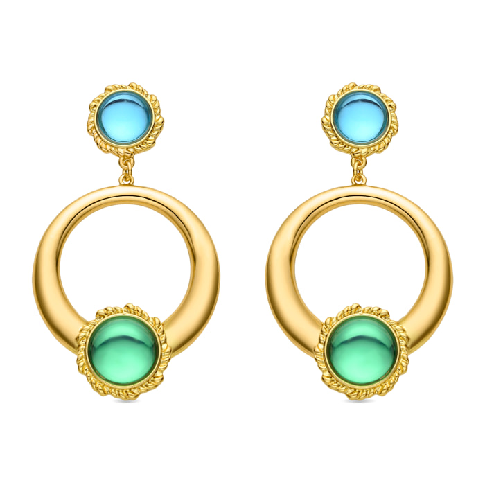 Pendientes de Cristal Multicolor acabados en oro amarillo de 18k