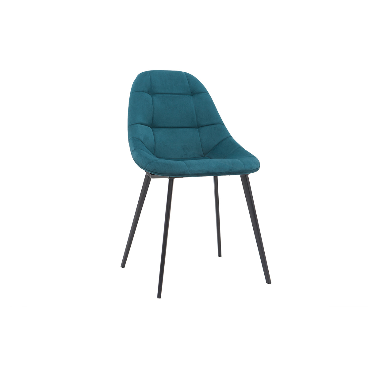 Chaises design en tissu velours bleu pétrole et métal noir (lot de 2) COX