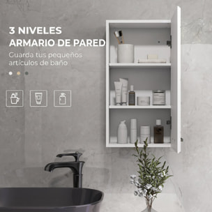 Armario de Baño de Pared, Mueble de Baño Colgar con Estante Ajustable, para Cocina, Lavadero, Dormitorio, Blanco Brillo