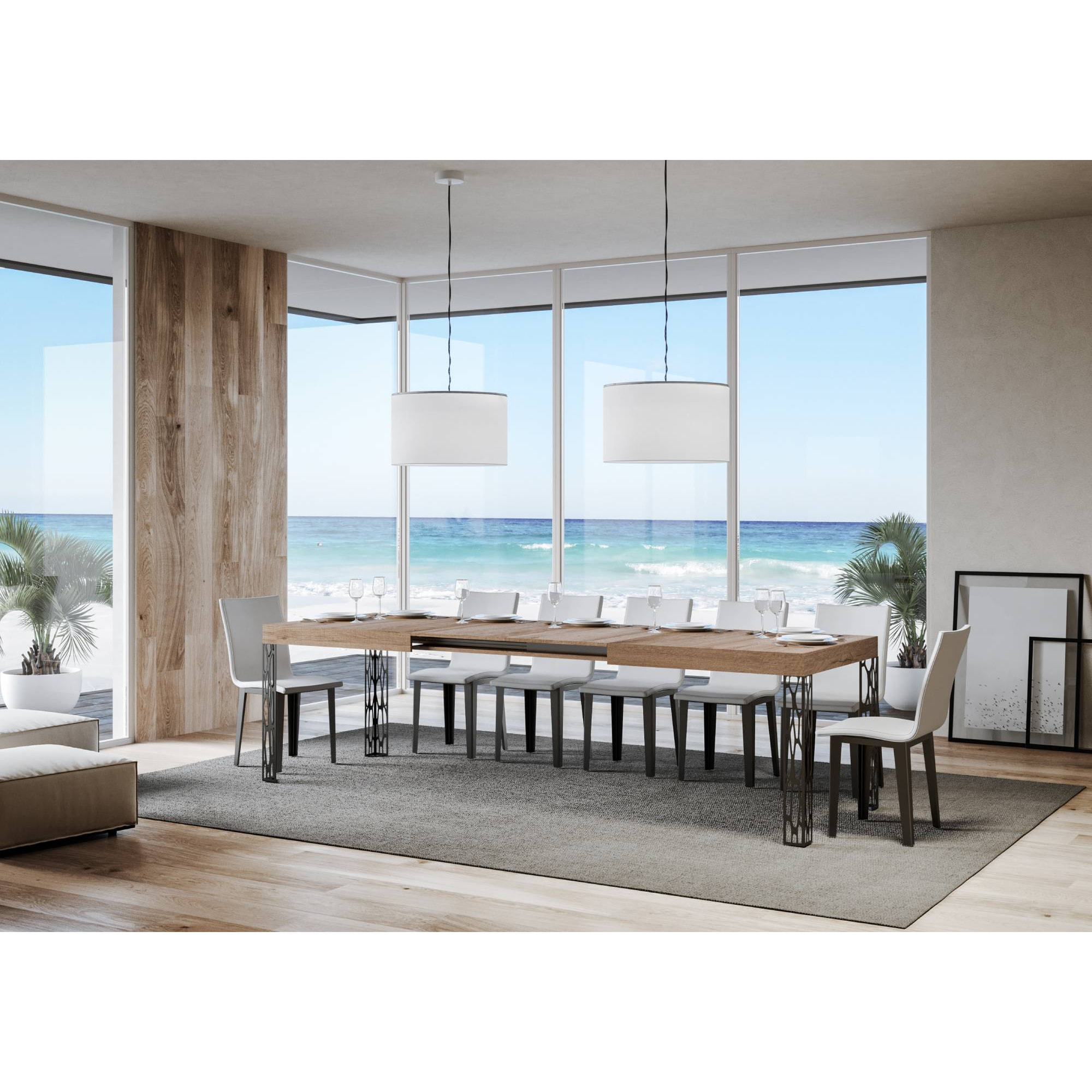 Tavolo allungabile 90x200/304 cm Ghibli quercia natura telaio Antracite