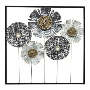 Déco murale "Fleurs" métal 50x50cm