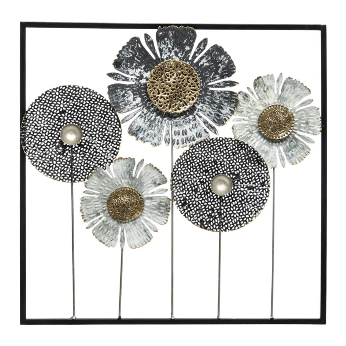 Déco murale "Fleurs" métal 50x50cm