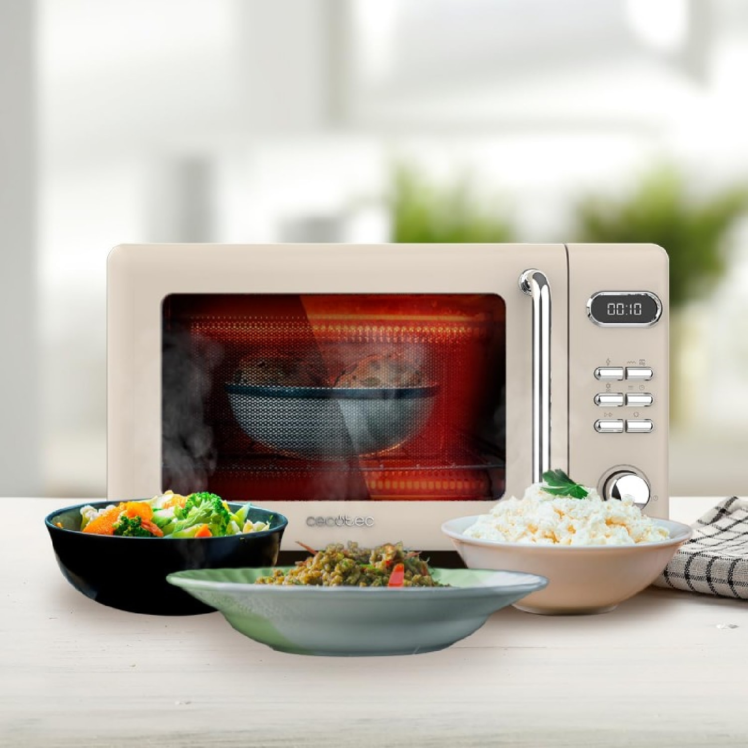 Cecotec Micro-ondes de 20 L avec grill ProClean 5110 Retro Beige