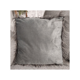 Coussin carré 45 x 45 cm gris anthracite fausse fourrure - BANKI