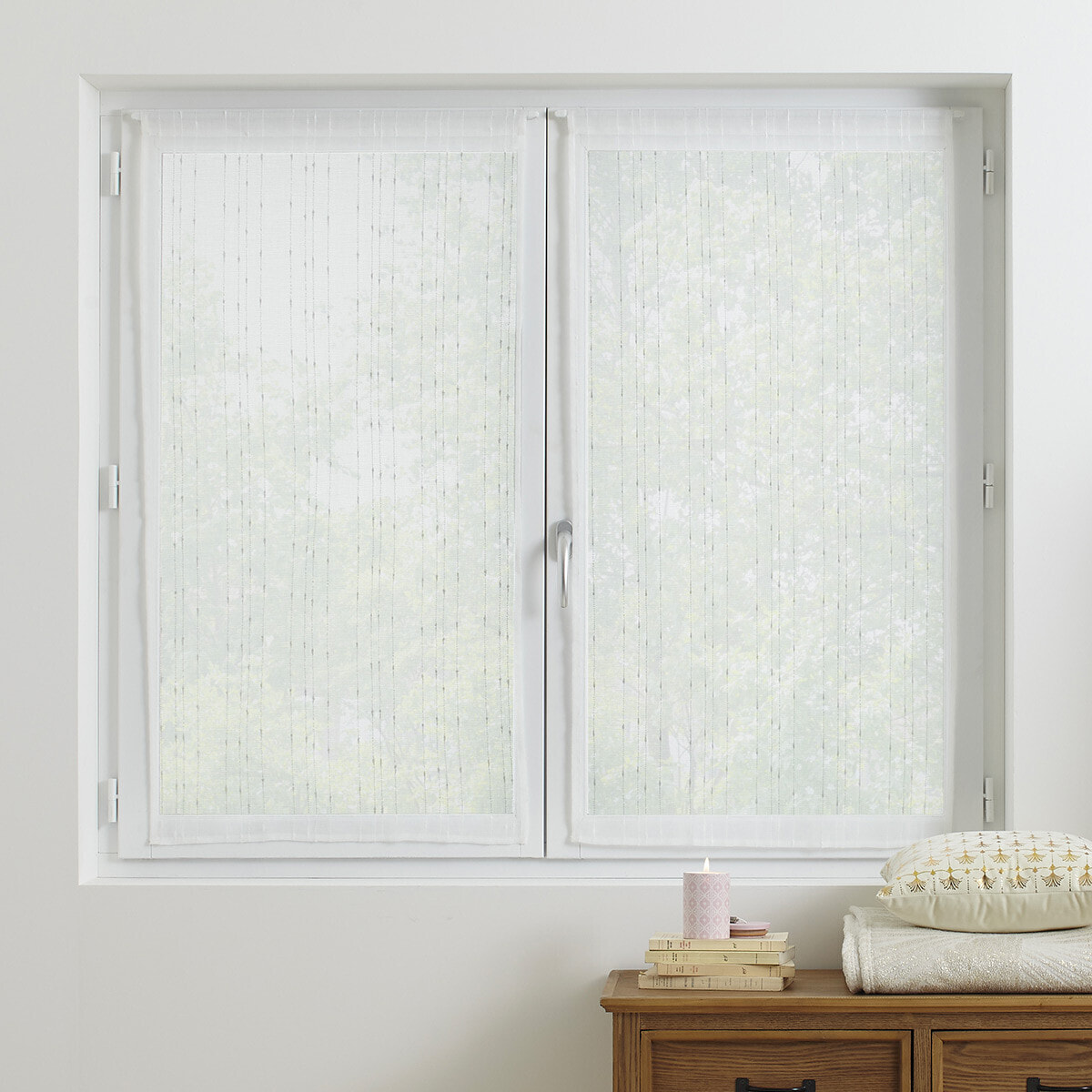 Lot de 2 voilages "Anissa" - blanc 60x120 cm