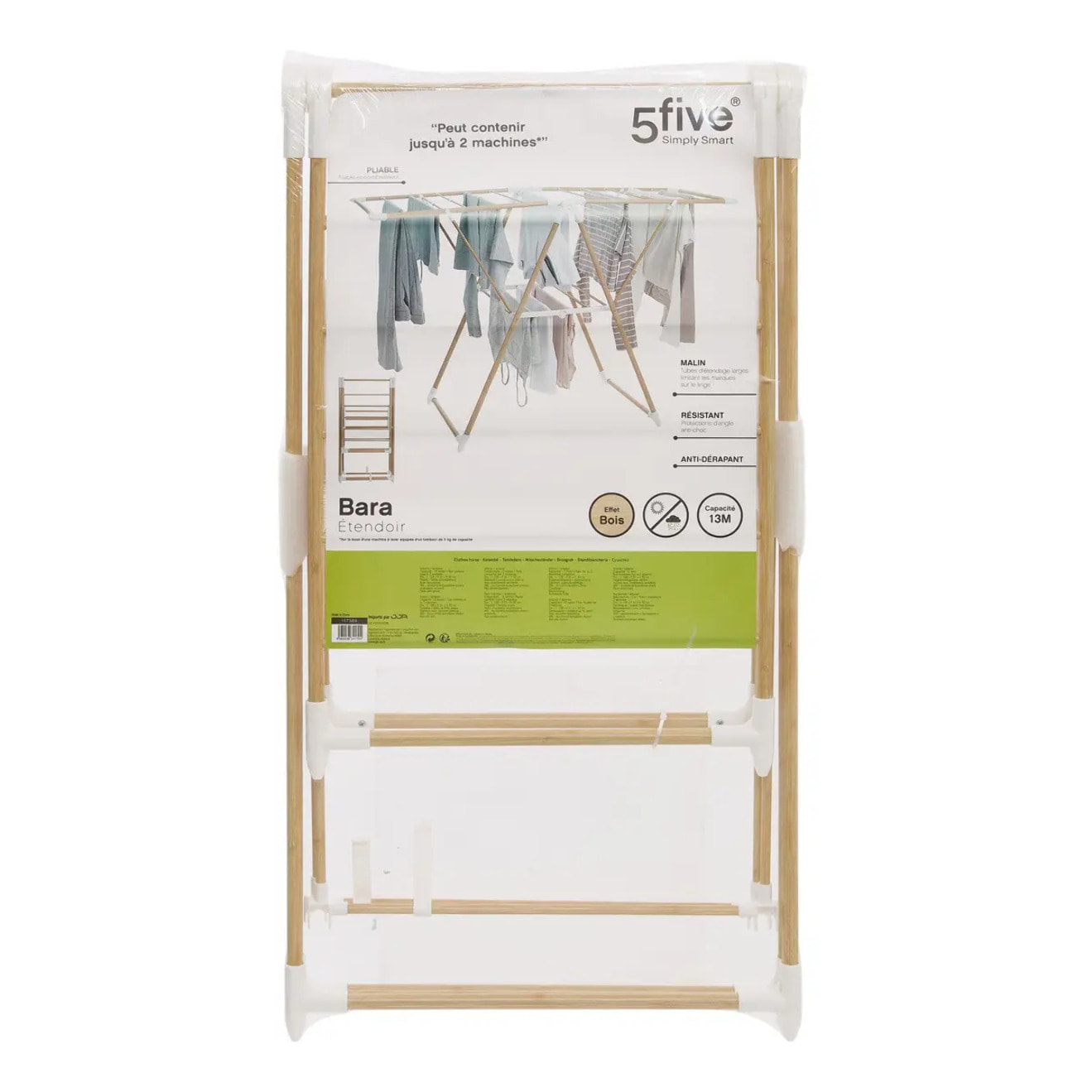 Étendoir à linge pliant pont 13m "Bara" effet bois