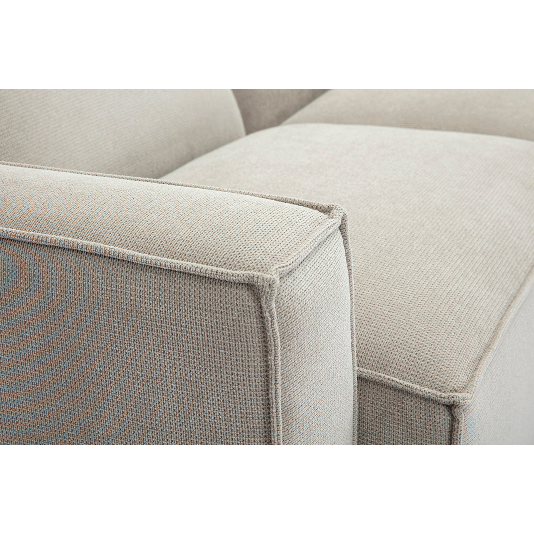 Canapé d'angle modulable 5 places en tissu effet velours texturé beige SPLIT