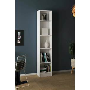 Libreria a cinque vani, colore bianco, cm 40 x 203 x 26