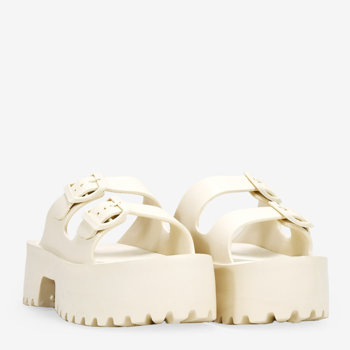 Sandalias de plataforma beige en goma