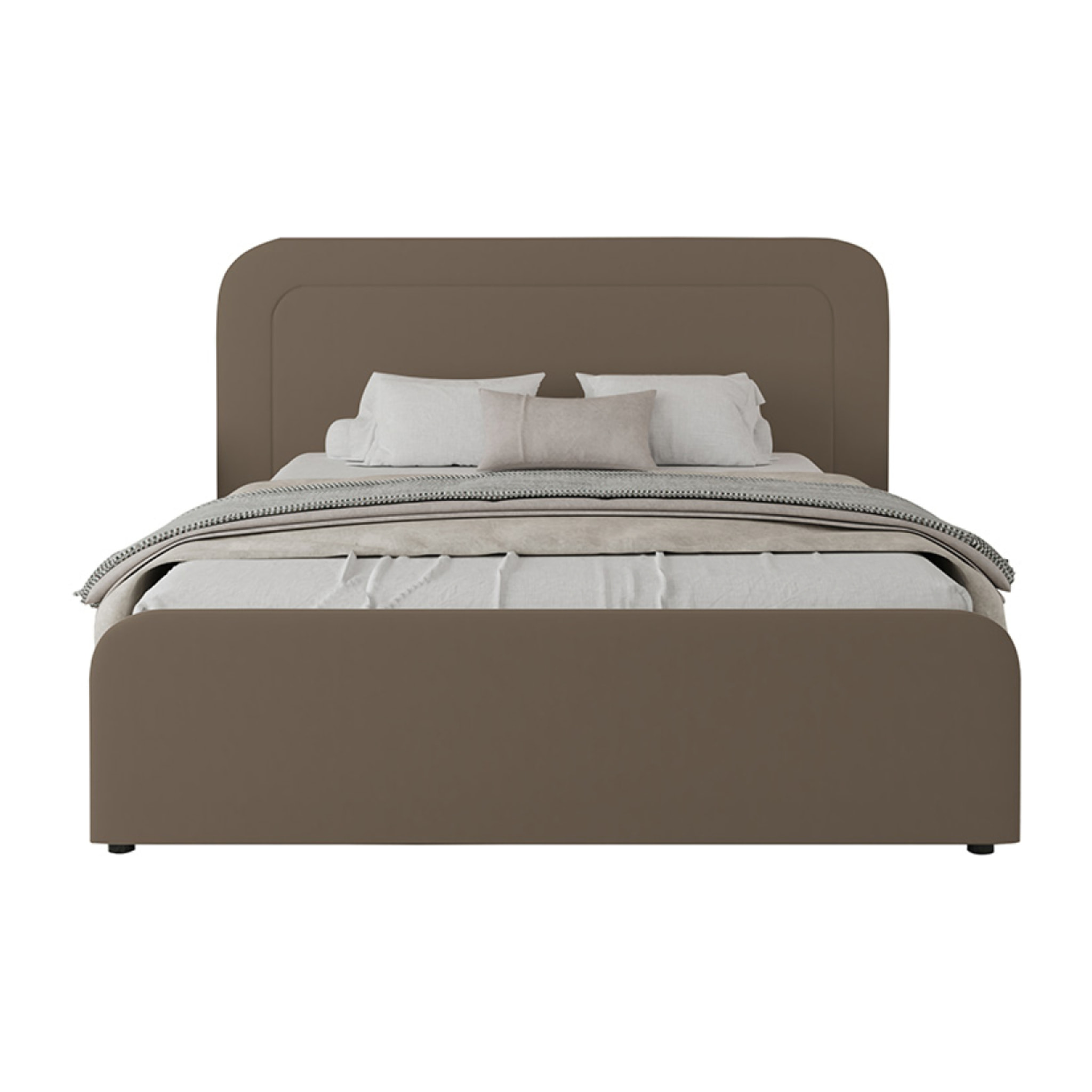 Lit avec coffre de rangement 160x200cm en velours marron SEDONA