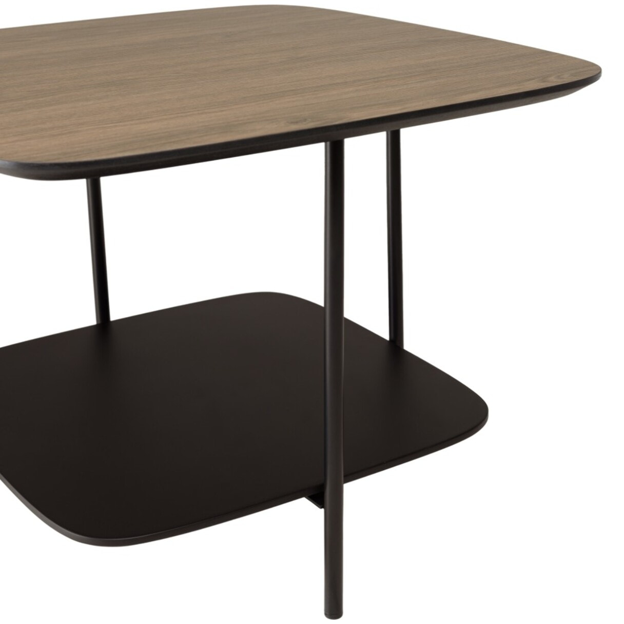 JULIA - Table basse 2 plateaux PM bi-matière mocha/noir pieds métal