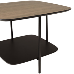 JULIA - Table basse 2 plateaux PM bi-matière mocha/noir pieds métal