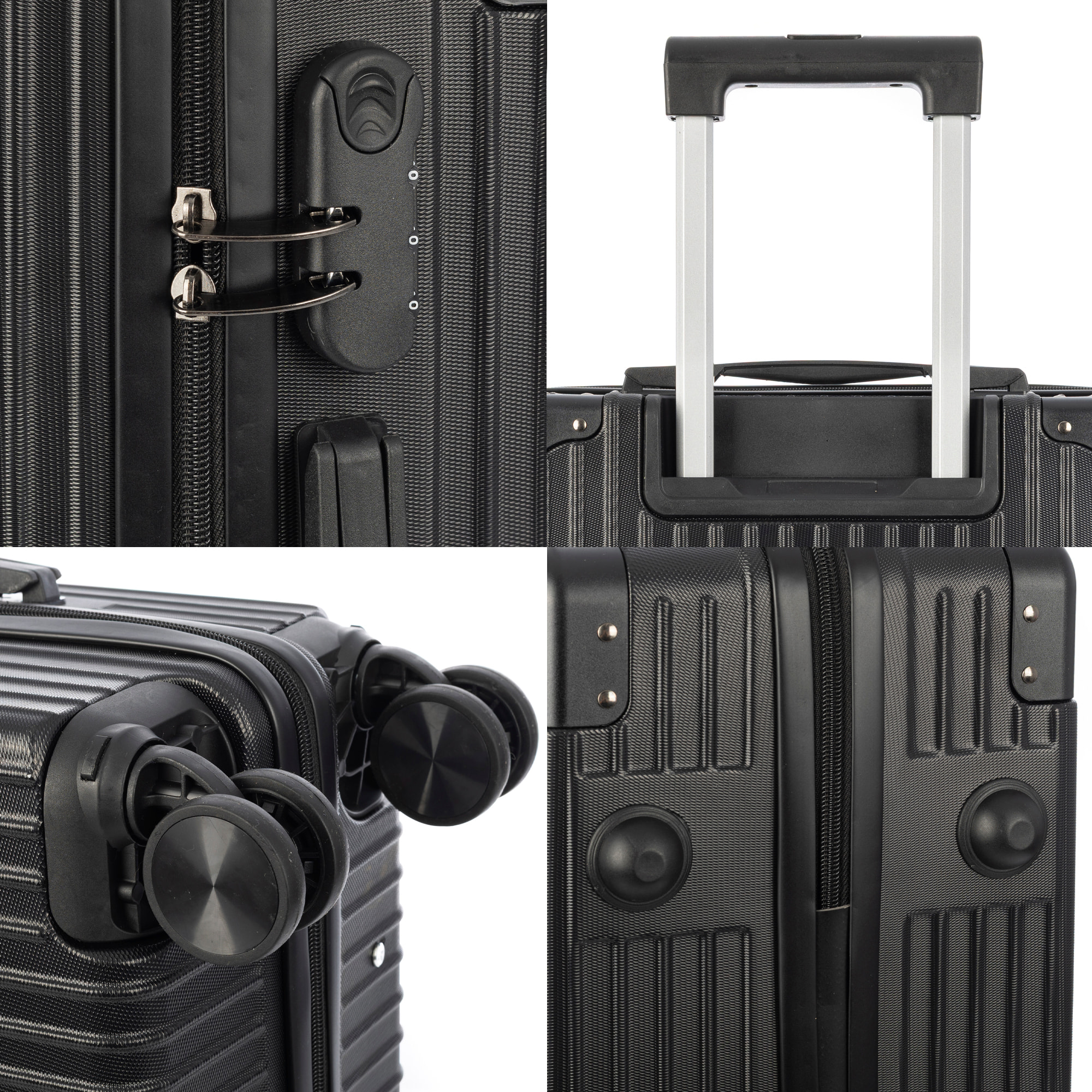 DAM Valigia grande volume trolley rigida ultraleggera, in ABS ad alta resistenza con angoli rinforzati. Chiusura numerica e 4 ruote doppie estraibili e girevoli a 360°. 52x31x78 Cm. Colore: Nero