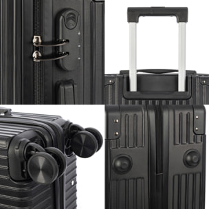 DAM Valigia grande volume trolley rigida ultraleggera, in ABS ad alta resistenza con angoli rinforzati. Chiusura numerica e 4 ruote doppie estraibili e girevoli a 360°. 52x31x78 Cm. Colore: Nero