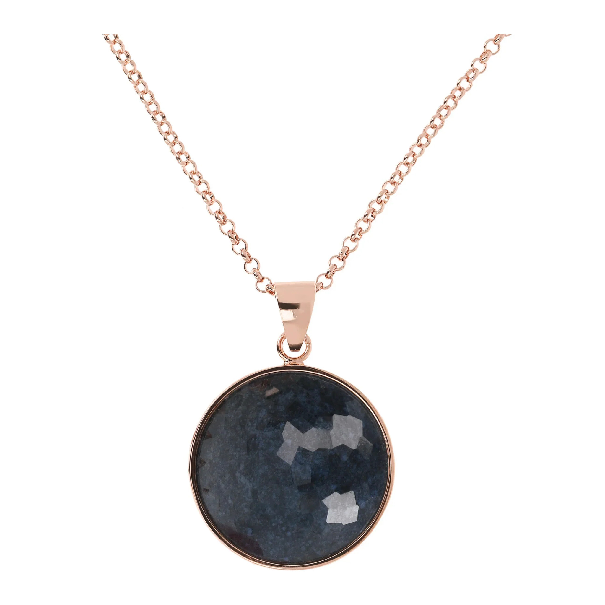 Collana con Pendente in Pietra Naturale Sfaccettata Quarzo Rosso