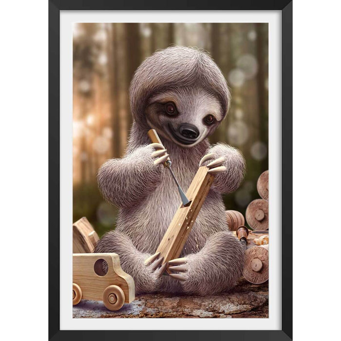 Affiche enfant spareth le fabricant de jouets  Affiche + cadre en bois - Noir