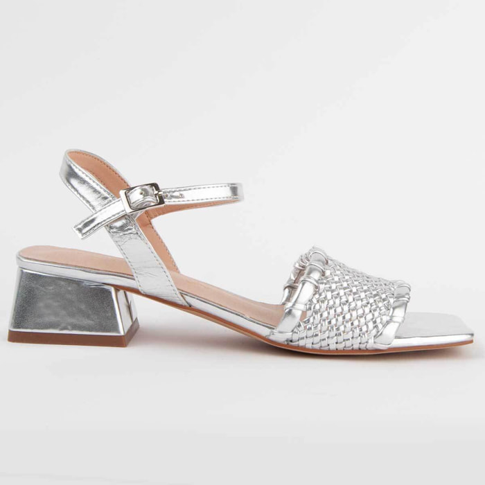 Sandalia De Tacón - Plateado - Altura: 4 Cm