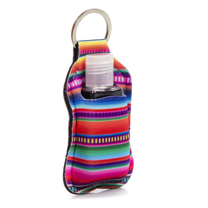 Llavero botella higienizante de manos alcohol rellenable 30ml tejido diseño Stripes.