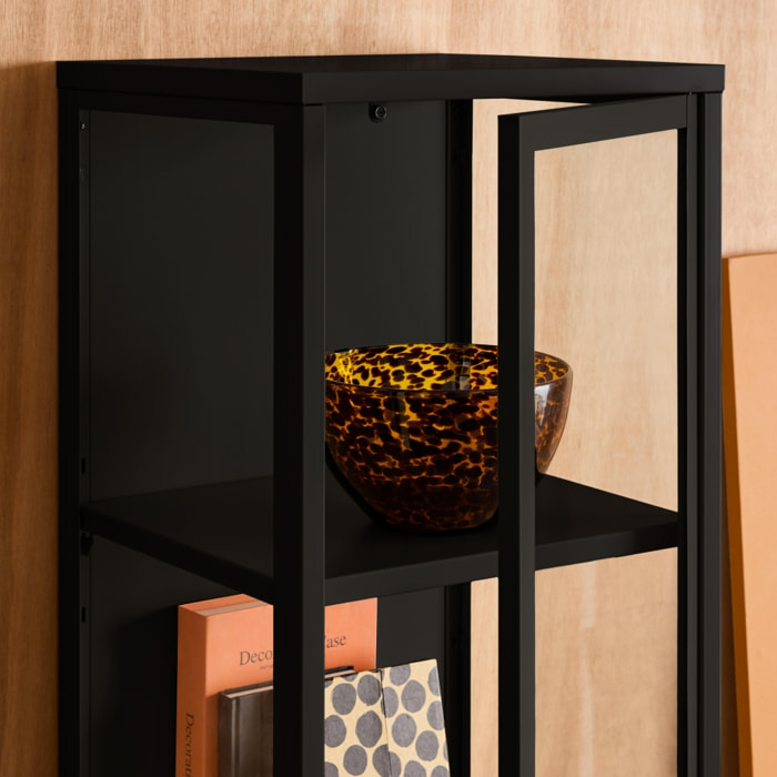 Buffet de rangement acier et verre trempé 1 porte 160cm ARKANSAS