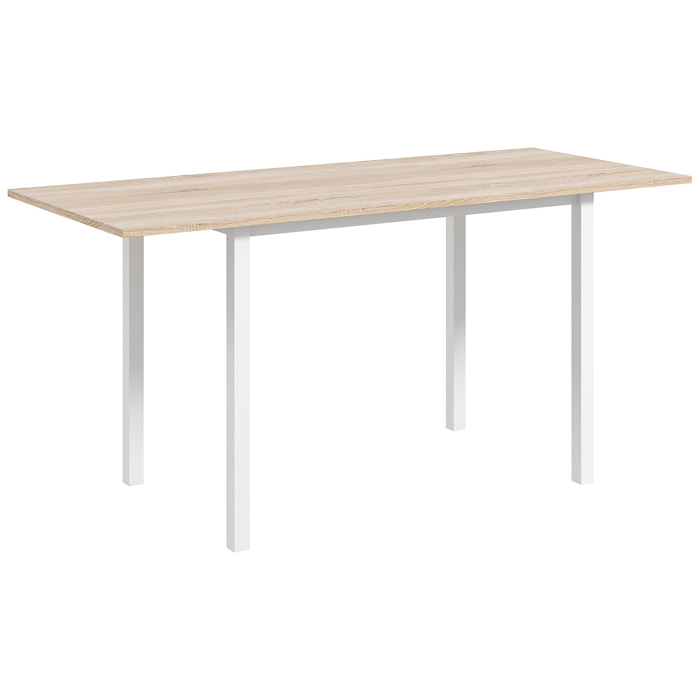 Mesa de Comedor Extensible para 4-6 Personas Mesa de Cocina Moderna con Patas de Acero para Salón Comedor 160x70x76 cm Madera Natural