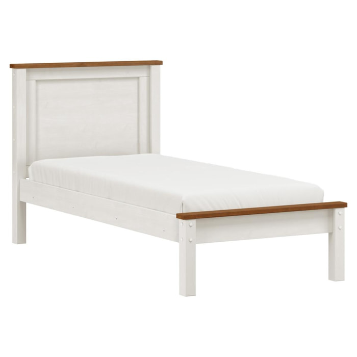 Letto singolo 90x190 in legno bianco/noce