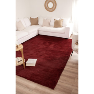 AVA - Tapis doux à poils longs lavable en machine - Rouge