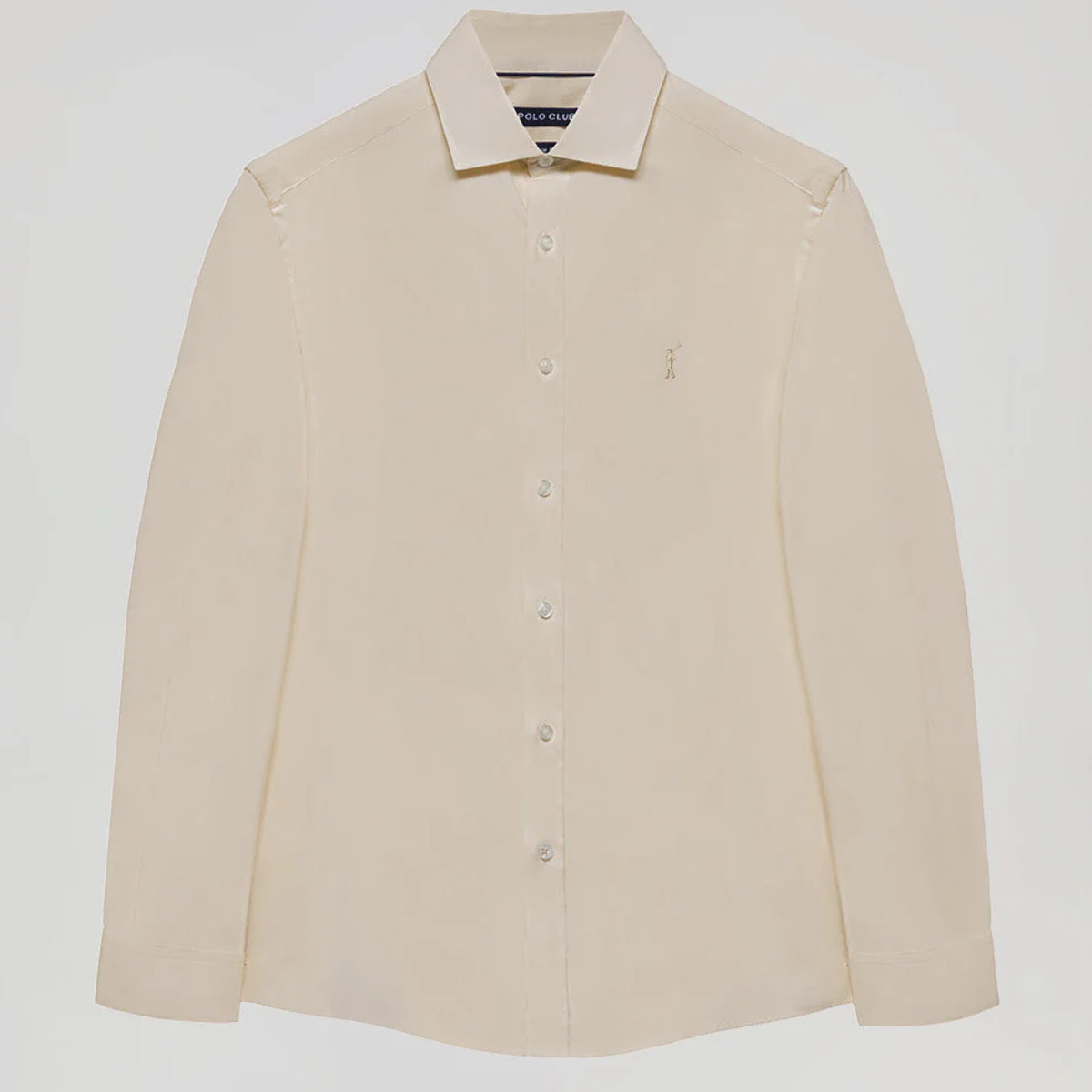 Camicia Slim in popeline beige con logo Rigby Go