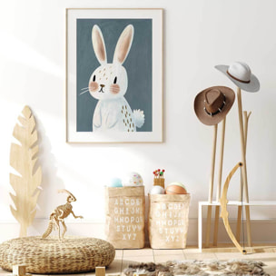 Affiche enfant coco lapin  Affiche + cadre en bois - Chêne