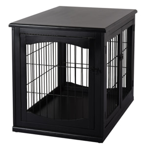 Cage pour chien animaux cage en bois MDF classe E1 3 portes verrouillables max. 30 Kg dim. 81L x 58l x 66H cm noir