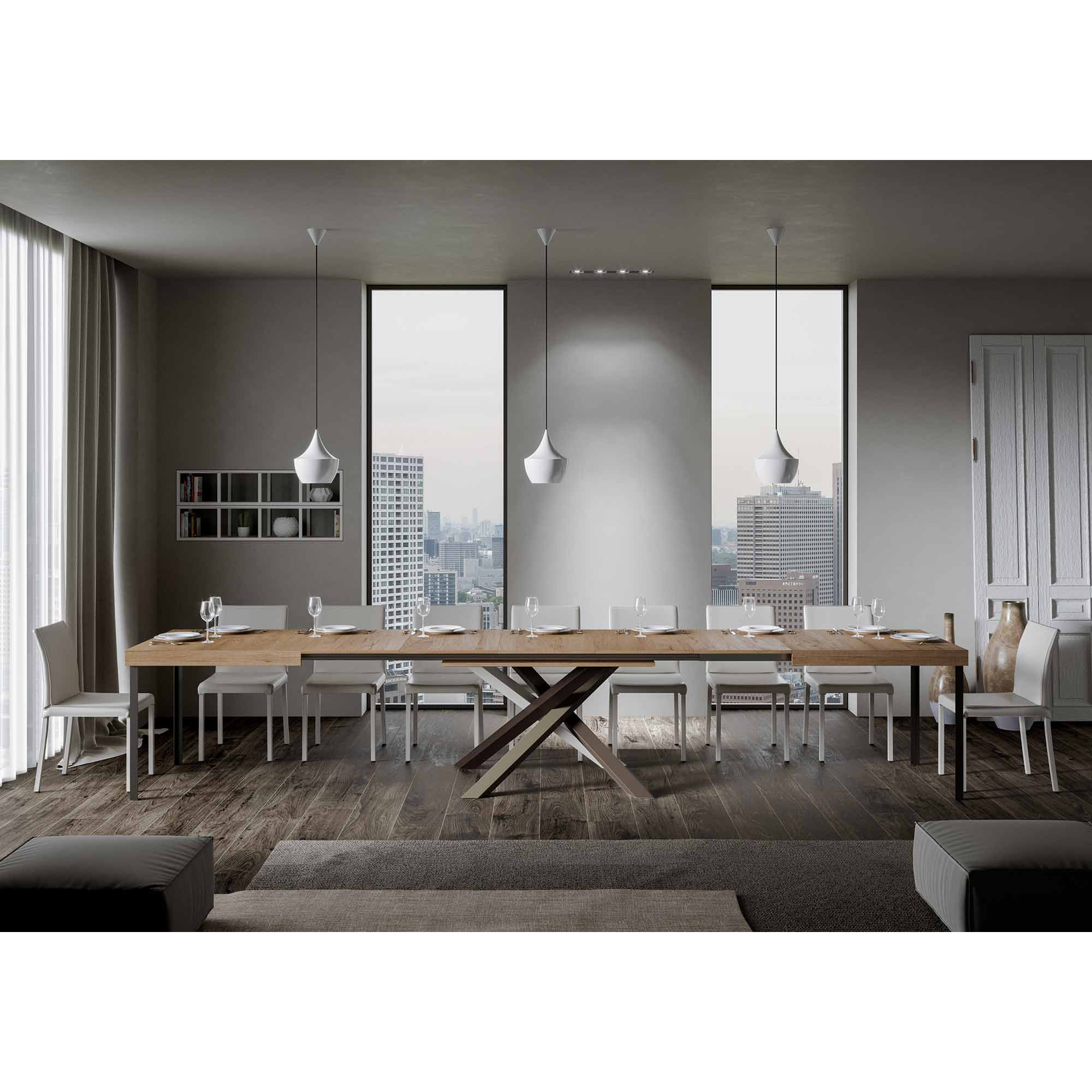 Mesa extensible 90x180/440 cm Volantis Roble Natural estructura multicolor 4/C