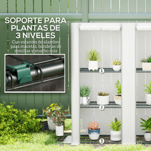 Invernadero de Exterior con Techo Inclinado Invernadero Pequeño con 3 Estantes 2 Puertas Enrollables Cubierta de PE y Marco de Acero para Cultivos Plantas Flores 144x48x152 cm Blanco