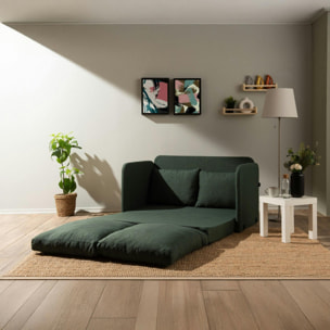 Canapé-lit d'appoint en lin vert foncé, 2 personnes ORURO