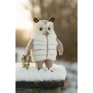 J-Line figurine Hibou + Manteau - polyester - beige/blanc - large