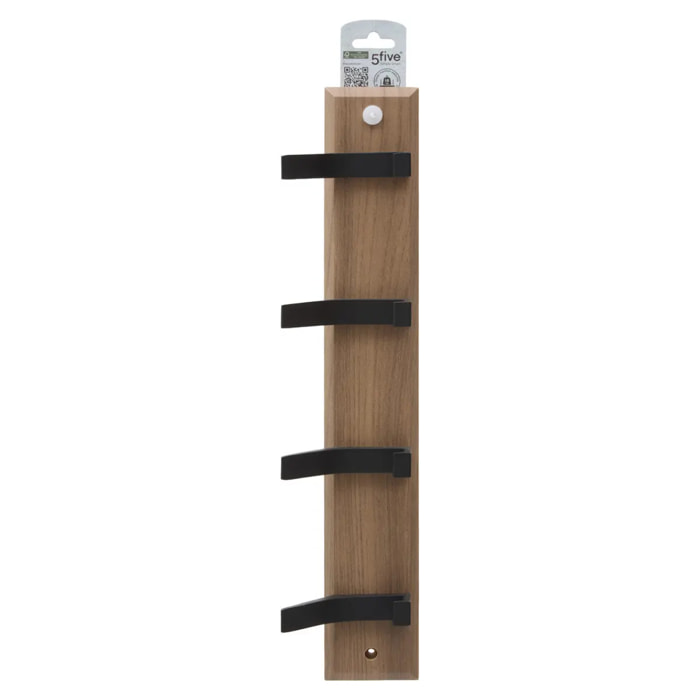 Patère Ziny 4 têtes L45cm bois clair noir