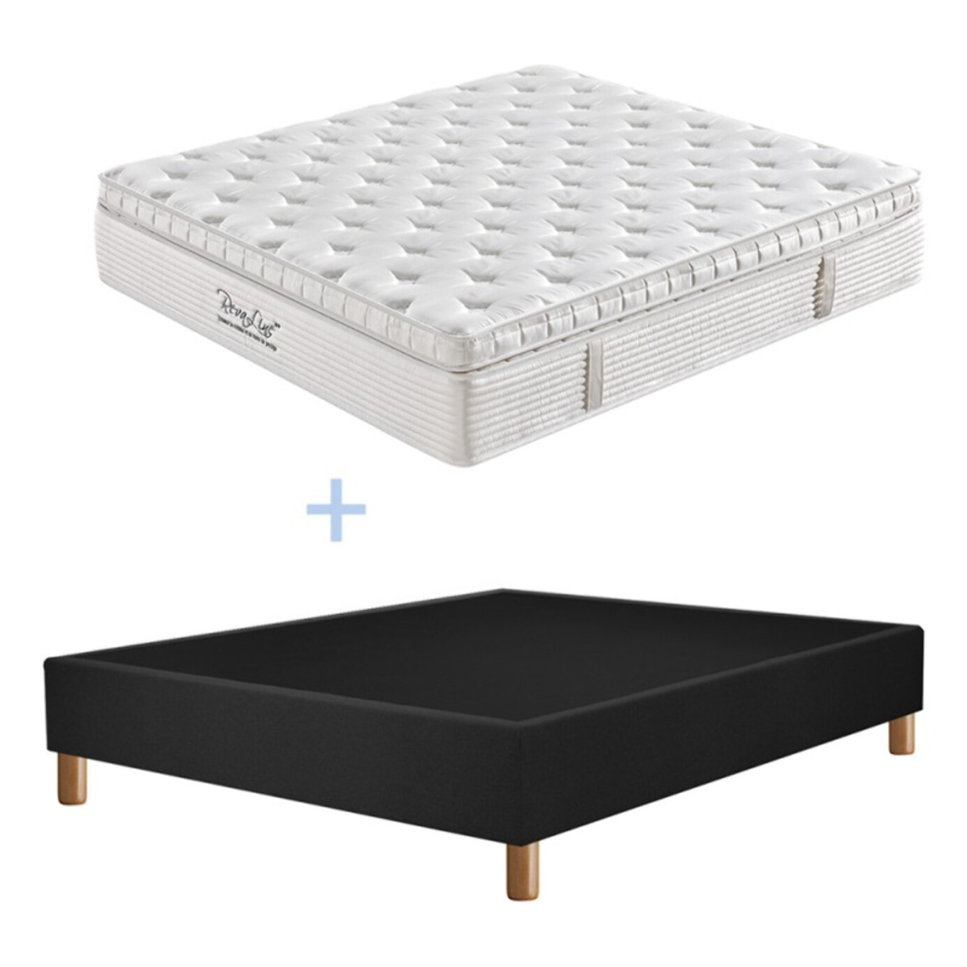 Ensemble Matelas Splendid & sommier déco| 37 cm | Mémoire de forme, mousse de maintien et ressorts ensachés | Cadre à lattes |Tissu | Gris foncé