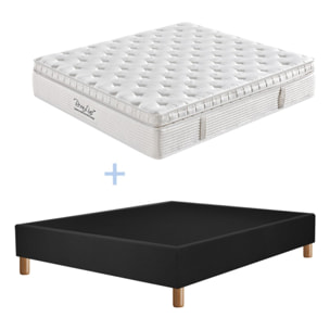 Ensemble Matelas Splendid & sommier déco| 37 cm | Mémoire de forme, mousse de maintien et ressorts ensachés | Cadre à lattes |Tissu | Gris foncé