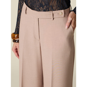 Oltre - Pantalones palazzo teñidos en hilo - Beige