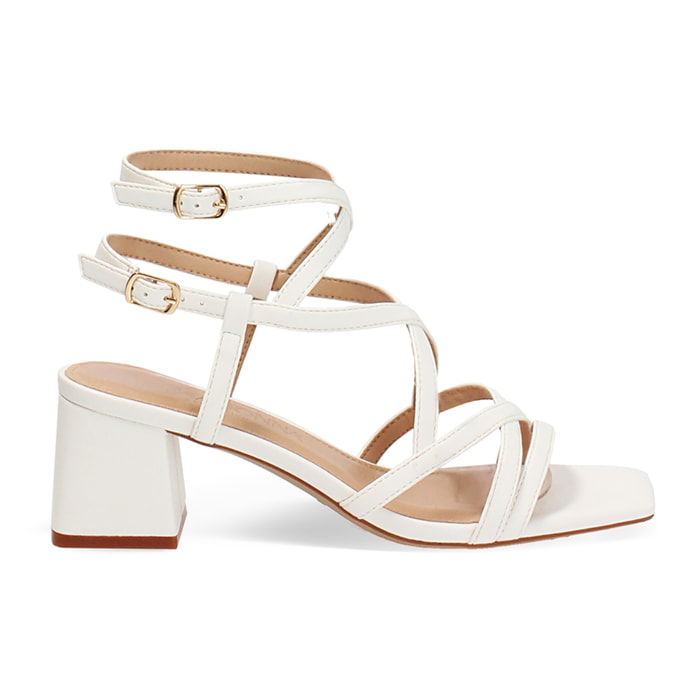 Sandalias blancas tacón 5,5 cm