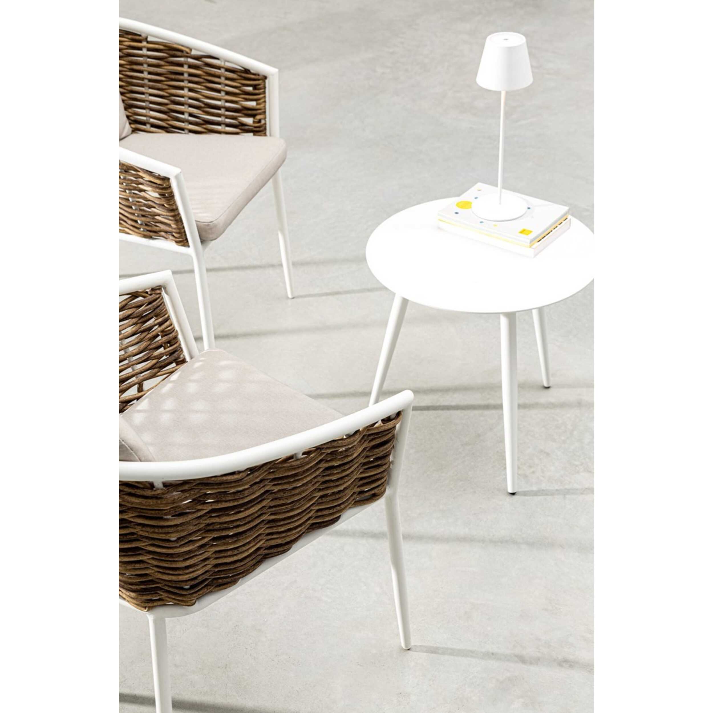 Tavolino rotondo da giardino FARO in alluminio bianco verniciato a polvere, Ø50 cm